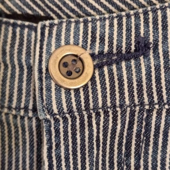 Chicos Size 1 Medium Capri Jeans Denim Blue White Striped Lightweight Stylish - Picture 7 of 14